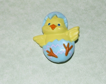 Vintage 1983 Hallmark Easter Chick Pin: Blue Egg Collectible Brooch