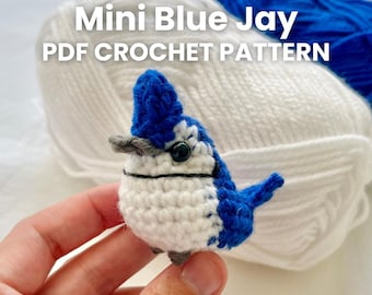 Mini Blue Jay Crochet Pattern | Bird Amigurumi Plushie PDF, Advanced Beginner-Friendly