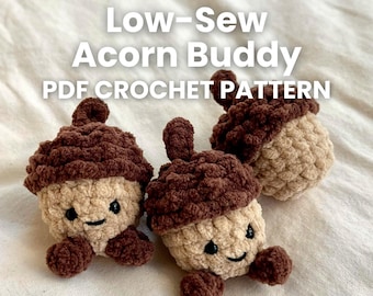Acorn Buddy Crochet Pattern | Low Sew Amigurumi Plushie PDF, Beginner-Friendly, Fall Decor