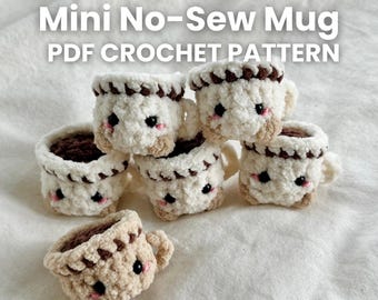 Mini Coffee / Matcha Mug Crochet Pattern | No-Sew Amigurumi Plushie PDF, Beginner-Friendly, Fall Decor