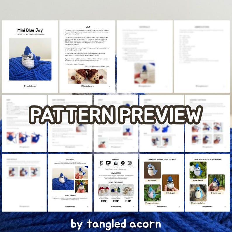Mini Blue Jay Crochet Pattern | Bird Amigurumi Plushie PDF, Advanced ...