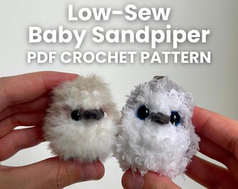 Patrón de ganchillo para bebé correlimos / Peluche amigurumi de pájaro de fácil confección (PDF), apto para principiantes avanzados.