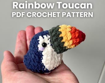 Rainbow Toucan Crochet Pattern | Bird Amigurumi Plushie PDF, Advanced Beginner-Friendly