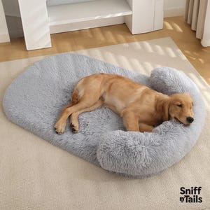 Orthopedic Dog Bed with Headrest - Plush Calming Bed for Large and Small Dogs - Anti-Anxiety Couch Pet Lounger