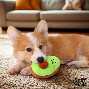 Squeaky Avocado Dog Toy – Plush Chew Toy for Small Dogs, Funny Food Design, 12cm Size, Great for Indoor Playtime
