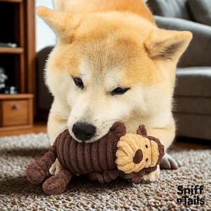 Adorable Plush Monkey Dog Toy – Soft Squeaky Dog Toy with Floppy Arms & Tail – Cuddly Chew Toy for All Breeds and Durable Texture