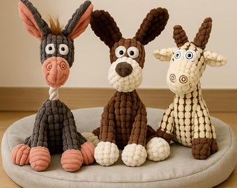 3-Pack Dog Toy Set – Soft Squeaky Farm Animal Toys for Dogs