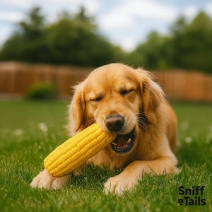 Plush Corn Dog Toy – Realistic Corn Cob Squeaky Toy for Dogs | Funny Pet Toy for Chewers | Soft & Durable |