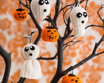 Halloween Crochet Pattern Bundle: Ghost & Pumpkin Amigurumi Ornaments (PDF Pattern)