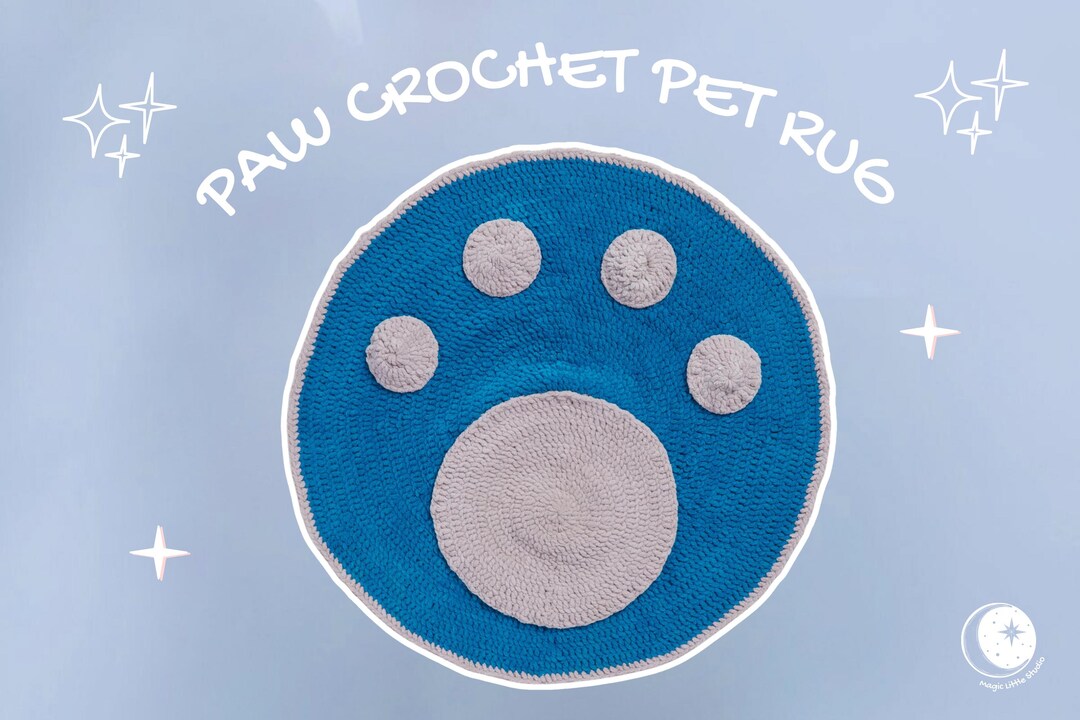 Dog Rug Pattern Paw Crochet Pet Rug Pattern | Crochet Dog Mat | Crochet Cat Bed Mat ...