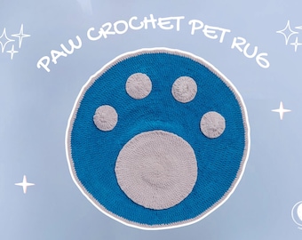 Paw Crochet Pet Rug Pattern | Crochet Dog Mat | Crochet Cat Bed Mat | Easy Crochet Paw Rug PDF | Crochet Home Decor