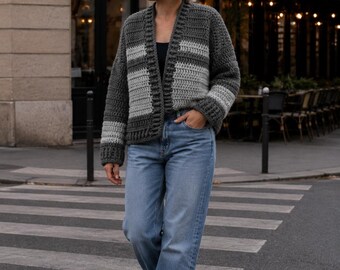 Bulky Crochet Cardigan Pattern PDF | Chunky Women's Cardigan | Crochet Sweater Pattern XS–5X | Cozy Jacket | Digital Download