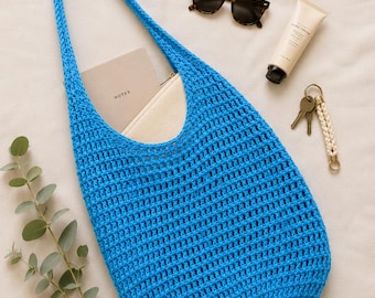 Crochet Mesh Tote Bag Pattern | Market Bag Crochet Pattern | Large Reusable Shopping Bag PDF | Beach Tote | Easy Crochet Bag | Cotton Tote