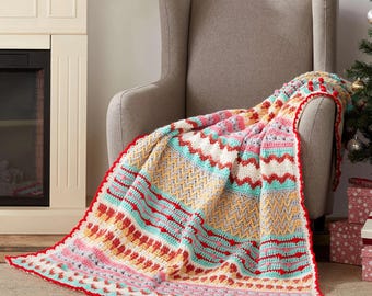 Schema per coperta natalizia all'uncinetto / Coperta afgana per le feste / Download digitale PDF