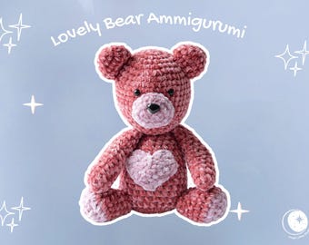 Valentine Bear Crochet Pattern – Plush Heart Teddy Amigurumi PDF