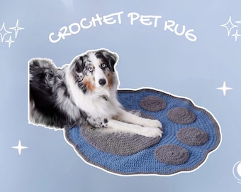 Paw Crochet Pet Rug Pattern | Crochet Dog Mat | Crochet Cat Bed Mat | Easy Crochet Paw Rug PDF | Crochet Home Decor