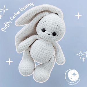 Wzór na szydełko na puszystego króliczka: pluszowa zabawka amigurumi w formacie PDF (dla początkujących, angielski)