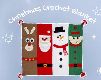 Weihnachts-Häkeldecke (PDF) – Weihnachtsmann, Rentier, Schneemann & Elfen-Decke, Festtagsdecke