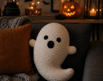 Halloween Ghost Pillow Crochet Pattern | Cute Crochet Ghost PDF | Beginner Amigurumi Pattern | Spooky Halloween Decor | Digital Download