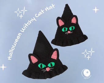 Crochet Witch Cat Hat Pattern: Easy Halloween Costume (PDF Pattern)