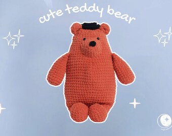 Crochet Teddy Bear Pattern PDF: Beginner-Friendly Amigurumi Plushie (20" Tall)