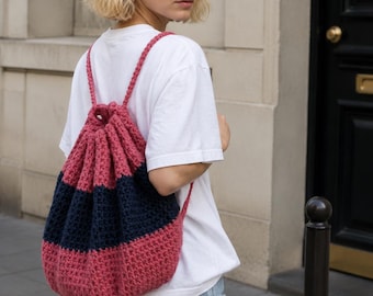 Crochet Backpack Pattern PDF | Drawstring Backpack Crochet Pattern | Easy Chunky Yarn Backpack | Beginner Crochet Bag | Instant Download