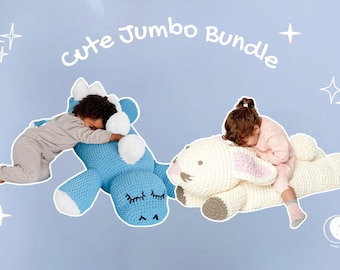 Crochet Dragon & Bunny Jumbo Pillow Patterns: Amigurumi Plush PDF (Digital Download)