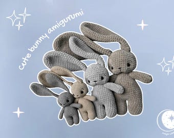 Cuddly Velvet Bunny Crochet Pattern – Beginner Friendly Amigurumi PDF Easter Rabbit Long Ears