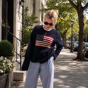American Flag Sweater Crochet Pattern PDF | Patriotic Jumper DIY | Oversized USA Pullover | 4th of July Crochet Top | Instant Download
