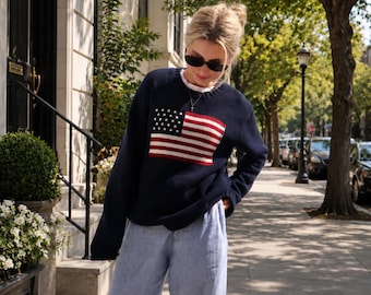 American Flag Sweater Crochet Pattern PDF | Patriotic Jumper DIY | Oversized USA Pullover | 4th of July Crochet Top | Instant Download