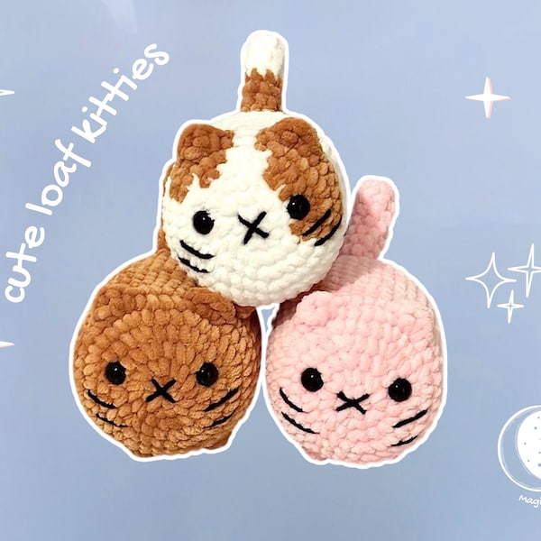 Loaf Cat Crochet Pattern Set: Kawaii Amigurumi Kitties (PDF Pattern)