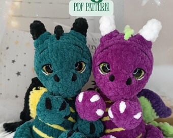 Crochet Dragon Pattern PDF, Amigurumi Plush Toy, Beginner Friendly Kawaii Toy (Digital Download)