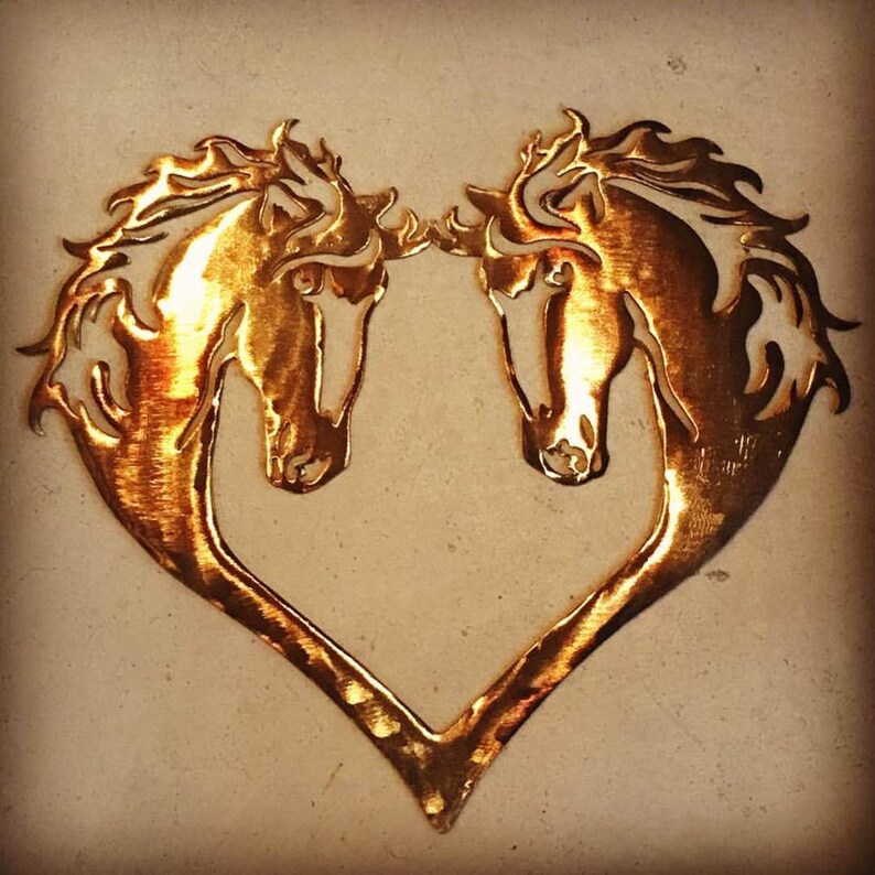 Two Horse Heart in Metal Etsy