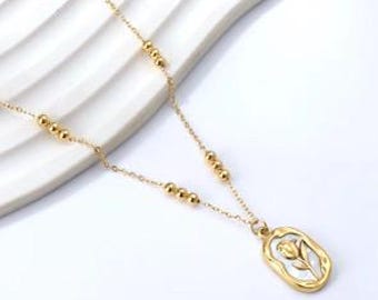 Damen-Halskette aus vergoldetem Edelstahl – Minimalistischer, wasserfester Schmuck – Elegantes Geschenk