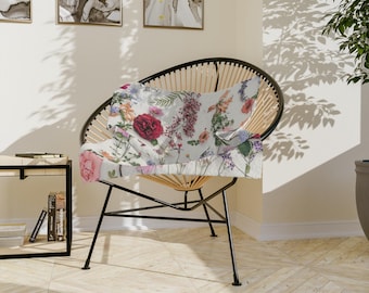 Pressed Wildflowers Velveteen Microfiber Blanket | Floral Garden Pattern