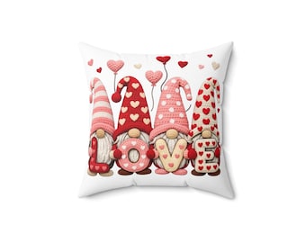 Valentins-Gnom-Liebeskissen | Quadratisches Kissen