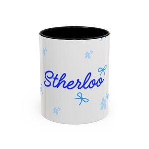 Stherloo Script Name Mug Accent Coffee Mug | Blue Floral Bow Pattern