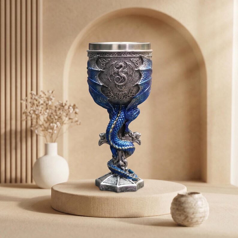 Dragon Wine Glass With Cross Gem Design – Medieval Resin & Stainless ...