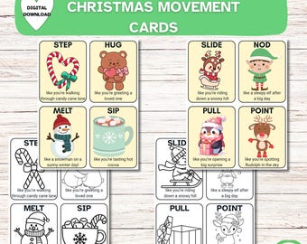 Christmas Movement Cards for Toddlers, Preschool Gross Motor, Nature-Themed Circle Time, Brain Break & Outdoor Play, Bonus Pink Edition