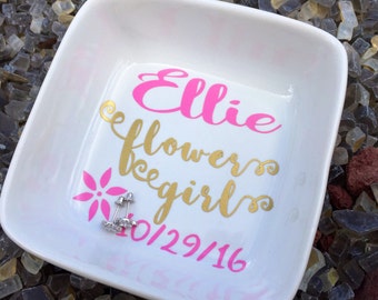 Personalized Flower Girl Gift, Flower girl jewelry, Personalized Ring Dish, Jewelry Dish for Girls, Flower Girl Bracelet