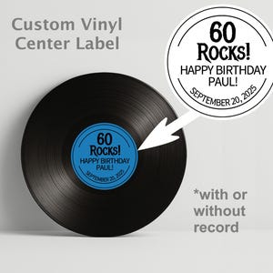 Personalized Vinyl Record Sign,  60 Rocks sign,  Over the Hill Birthday Decor,  Music-Themed Guestbook, Milestone Birthday Party Sign