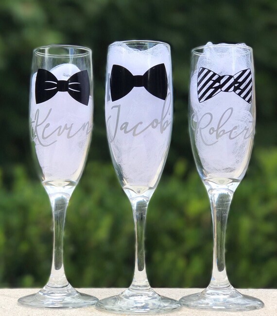 Groomsmen Champagne Glasses Personalized Glasses Groomsmen Etsy