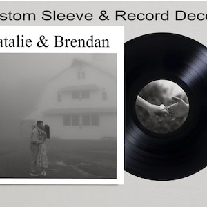 Custom Photo Vinyl Record Sleeve, Sticker for Record Label, Record Jacket for Wedding Guestbook, Personalized Guest book, Music Themed
