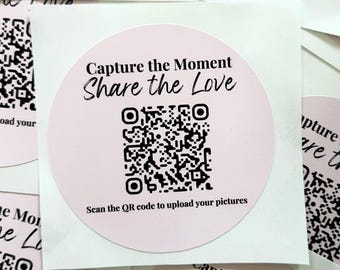 Custom QR Share the Love Photos Record Label, Vinyl Record Center Label for 12" Vinyl Sign, Share Wedding Pictures Sticker