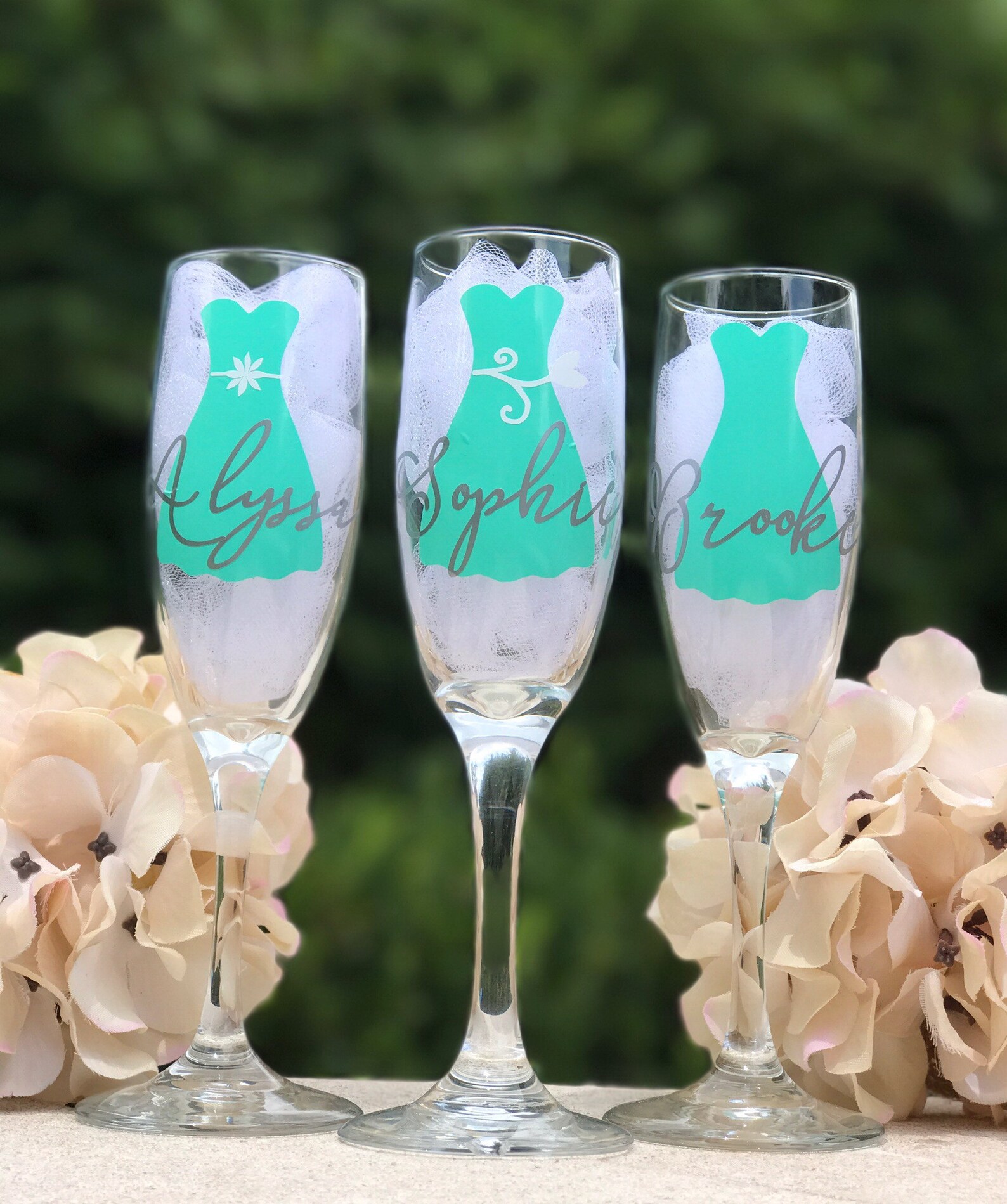 Bridesmaid Dress Glasses Personalized Champagne Glasses Etsy