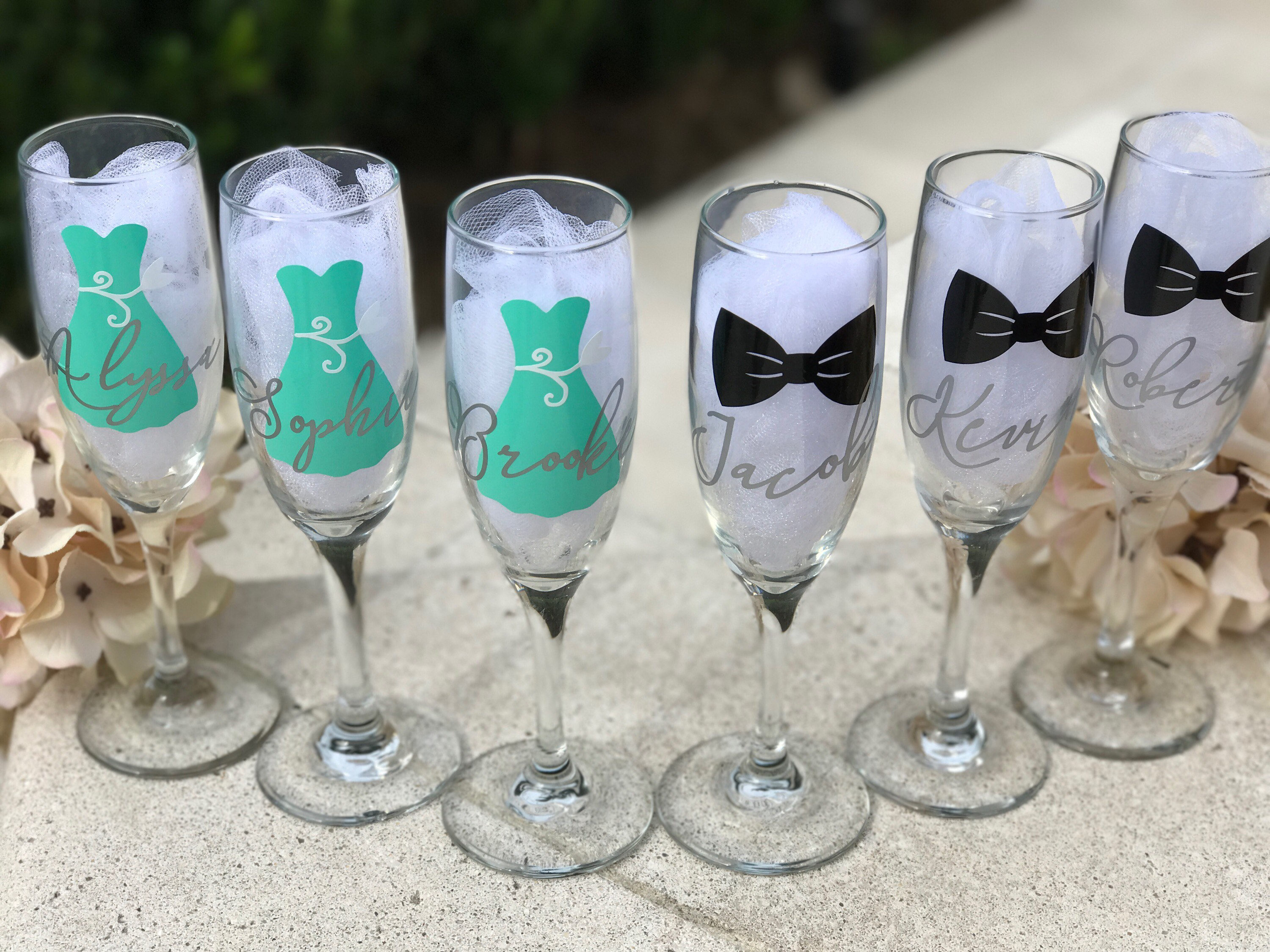 Wedding party glasses personalized champagne glasses Etsy