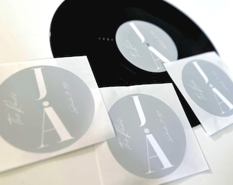 Etiquette centrale de disque vinyle personnalisée pour plaque en vinyle de 30 cm (12 po.), livre d'or - décoration de mariage, cadeau sur le thème de la musique, véritable disque recyclé avec étiquette