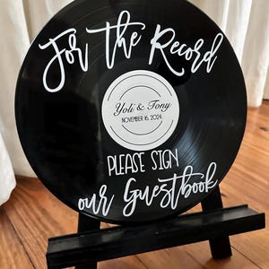 Custom Wedding Record Guestbook Sign, For the record sign our guestbook vinyl sign