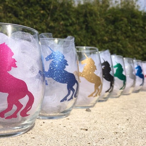 Enchanting Unicorn Wine Glasses -  - Glass Etching