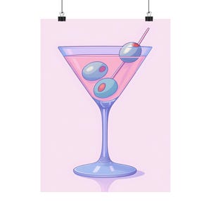 Póster vertical de vodka martini, impresión de vodka martini, decoración de cócteles, arte mural de bar, póster de cocina, regalo para amantes del martini